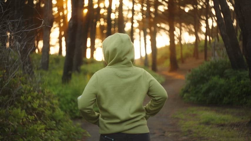 Flashing you on a sunset walk to the beach